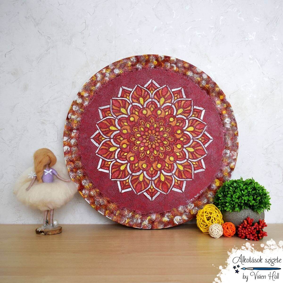 Tűzvirág - pirosas hátterű mandala
