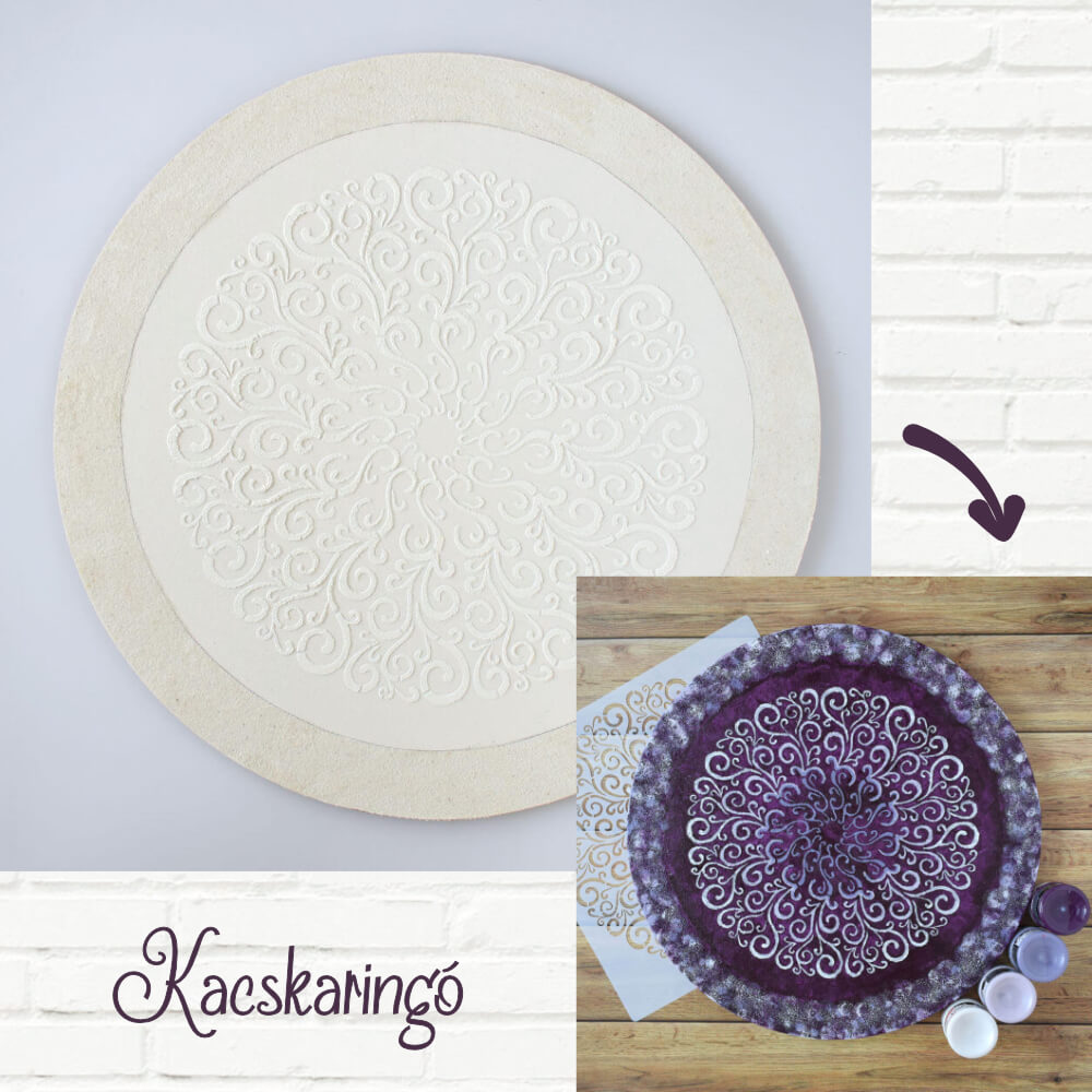 Mandala – 40 cm-es, festenivaló, domborműves alap – Kacskaringó