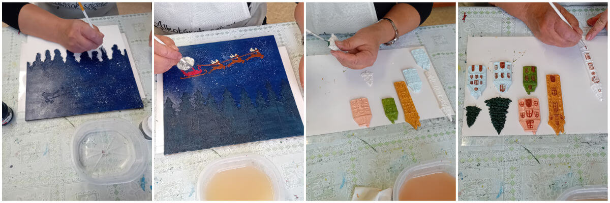 Domborműves élményfestés Gyarmaton: Adventi naptár - Alkotás közben