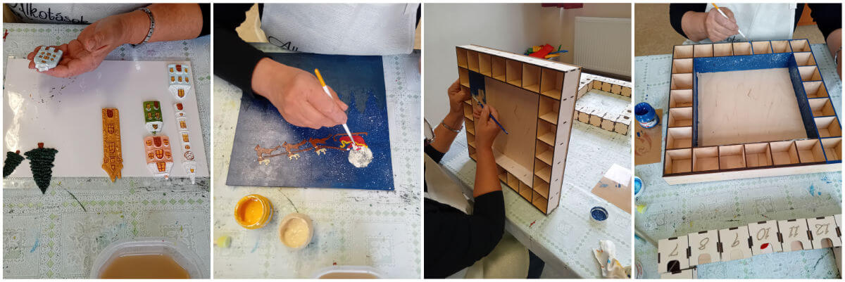 Domborműves élményfestés Gyarmaton: Adventi naptár - Alkotás közben