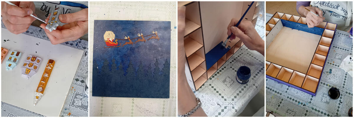 Domborműves élményfestés Gyarmaton: Adventi naptár - Alkotás közben