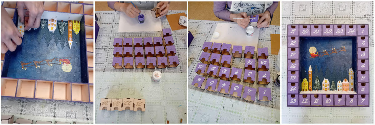 Domborműves élményfestés Gyarmaton: Adventi naptár - Alkotás közben