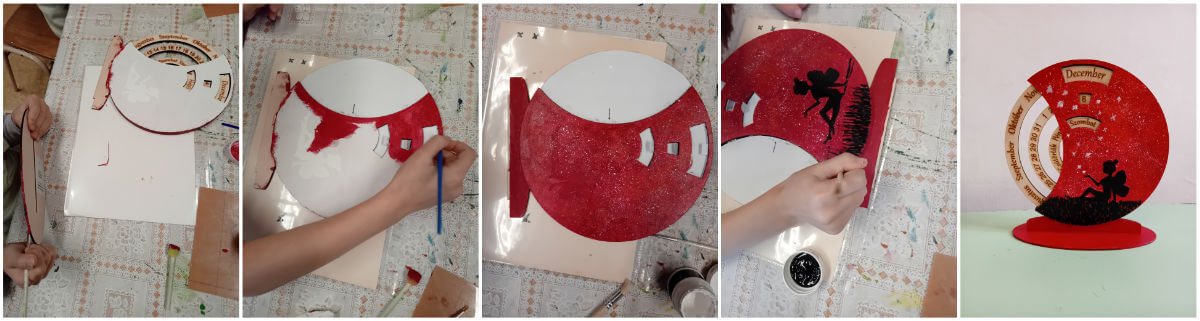 Élményfestés foglalkozás - Domborműves élményfestés: Mikulás napi festés - Öröknaptár és Holdvilág - 2025.12.06. Gyarmat - - Alkotás közben