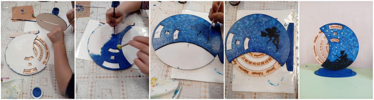 Élményfestés foglalkozás - Domborműves élményfestés: Mikulás napi festés - Öröknaptár és Holdvilág - 2025.12.06. Gyarmat - - Alkotás közben