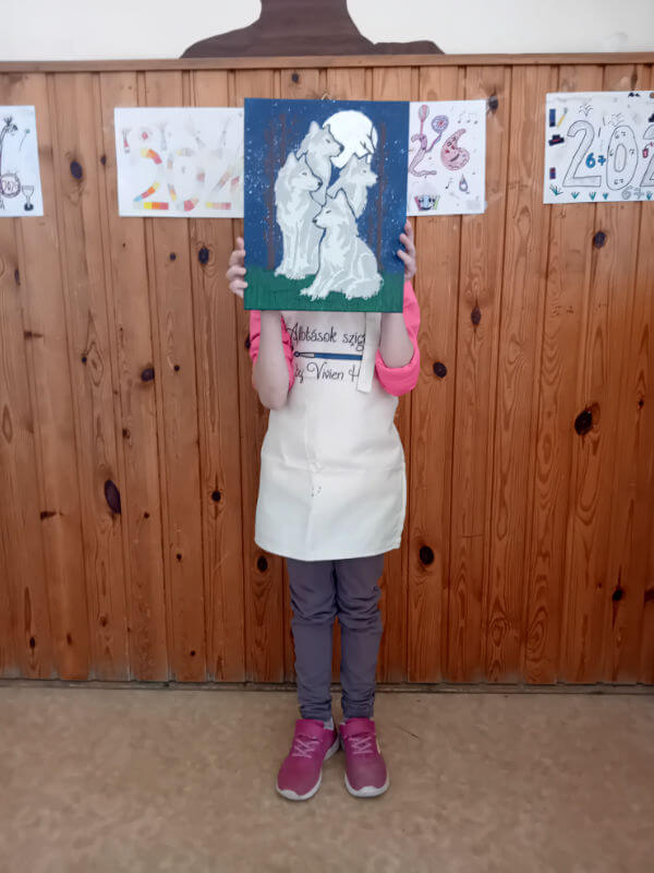 Domborműves élményfestés Gyarmaton: Éjszakai állatok - A kész alkotás