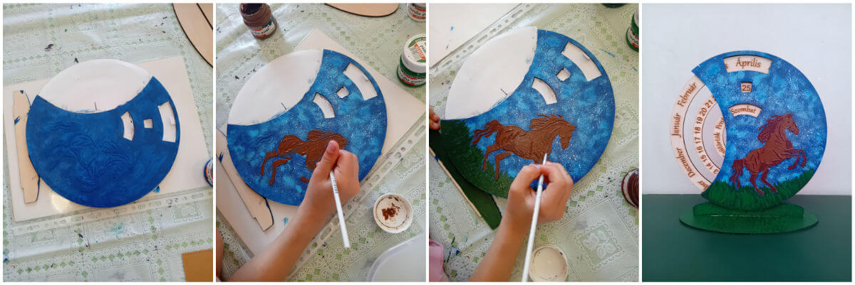 Domborműves élményfestés Gyarmaton: Öröknaptárak és egy mini Holdvilág - Alkotás közben