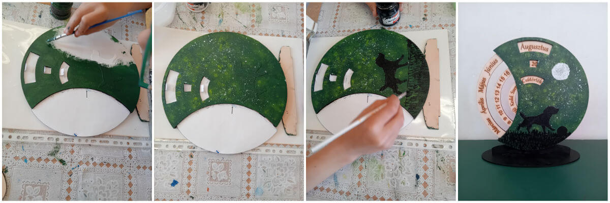 Domborműves élményfestés Gyarmaton: Öröknaptárak és egy mini Holdvilág - Alkotás közben