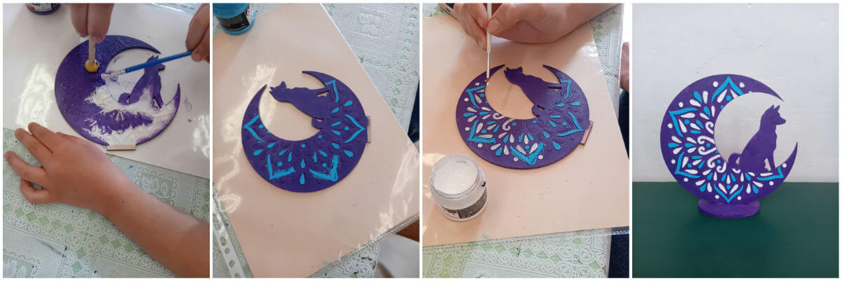 Domborműves élményfestés Gyarmaton: Öröknaptárak és egy mini Holdvilág - Alkotás közben